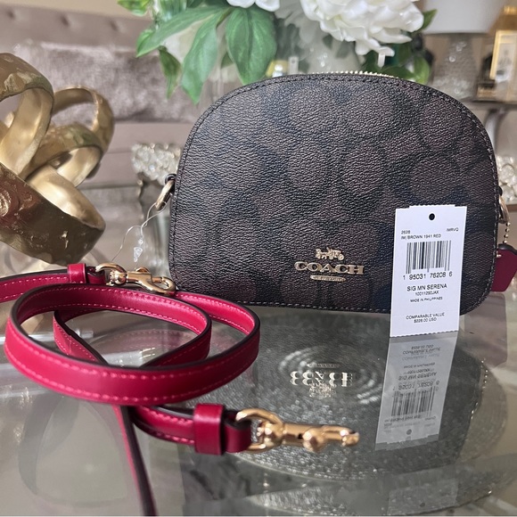 Coach Mini Serena Crossbody In Signature Canvas Bag Red - Picture 11 of 15